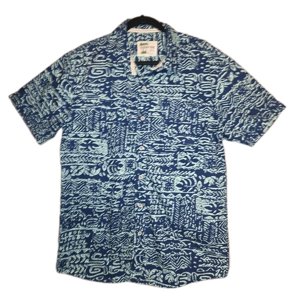 Kahuna Bay By Visitor Button Front Hawaiian Shirt Men's Large Tropical Print